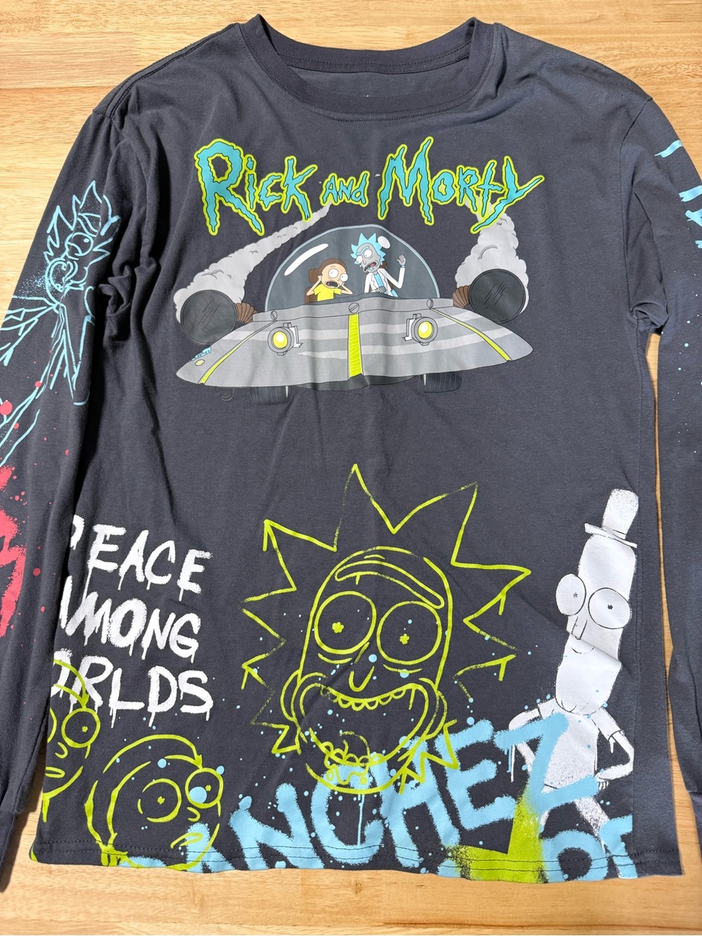 Youth Rick and Morty Long Sleeve Graphic T Shirt Size Small 34–36